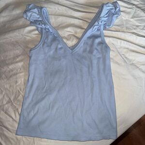Blue Ruffled Tank Top
